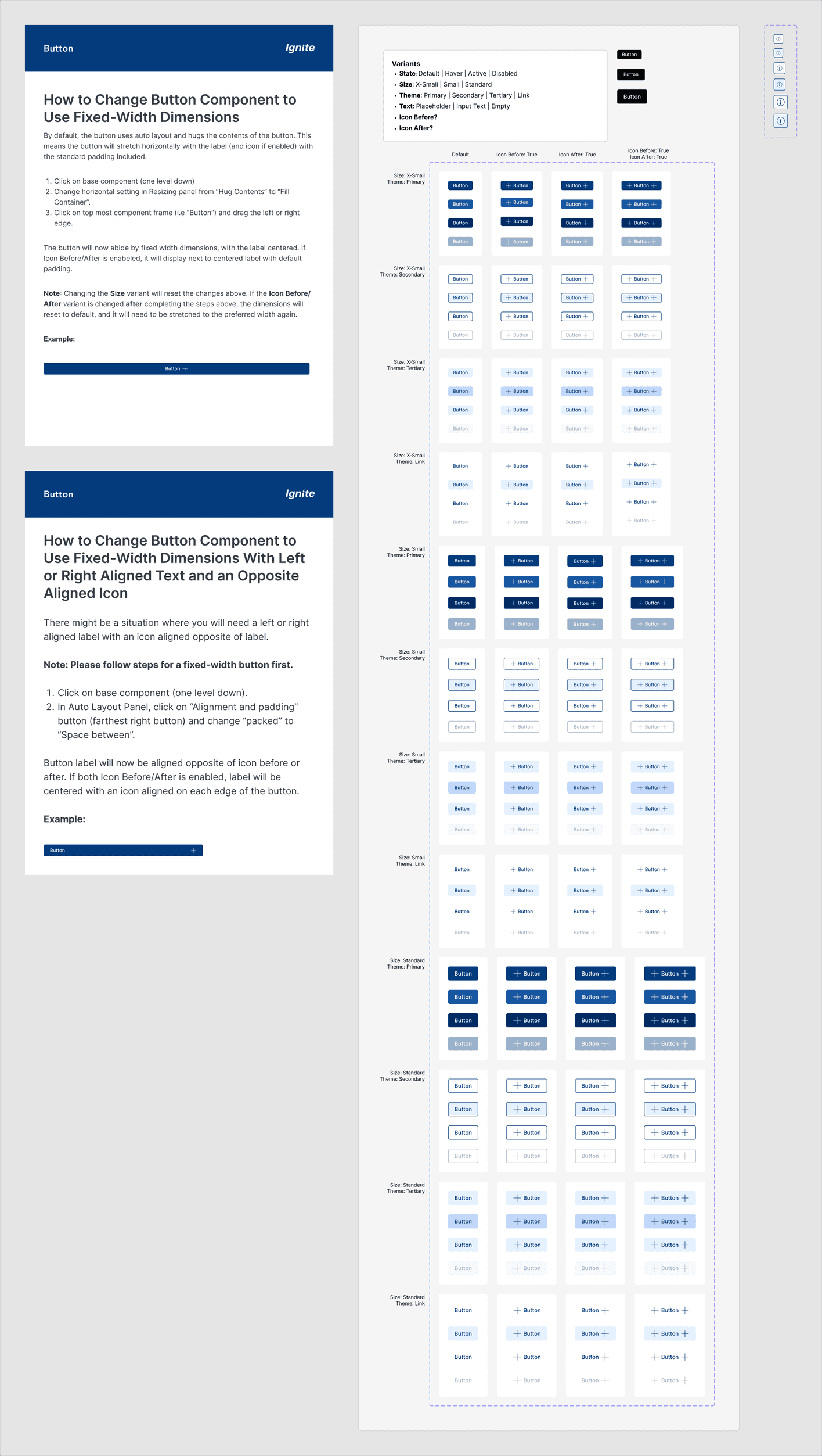 Button component and variants in Figma IDS UI Kit